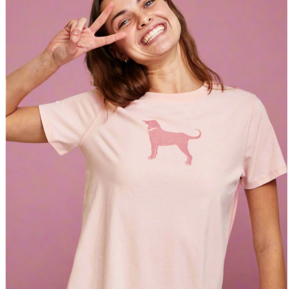 The Black Dog Women’s Classic Short Sleeve T-Shirt Size XL Pink Shell - Picture 3 of 10